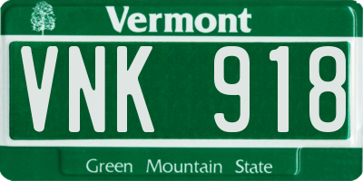 VT license plate VNK918
