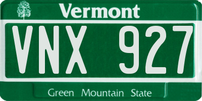 VT license plate VNX927