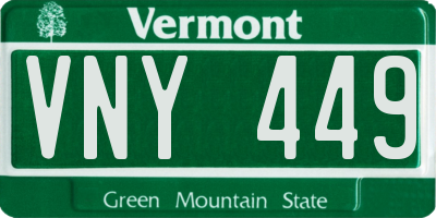 VT license plate VNY449