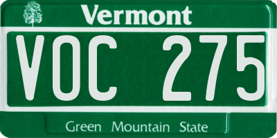 VT license plate VOC275