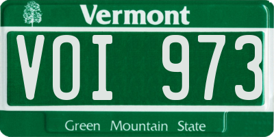 VT license plate VOI973