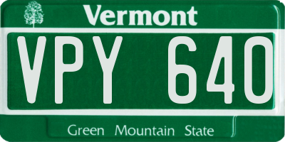 VT license plate VPY640