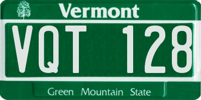 VT license plate VQT128