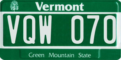 VT license plate VQW070