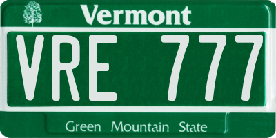 VT license plate VRE777
