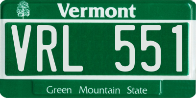 VT license plate VRL551