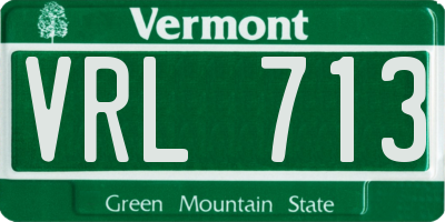 VT license plate VRL713