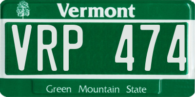 VT license plate VRP474
