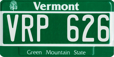 VT license plate VRP626