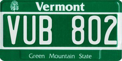 VT license plate VUB802