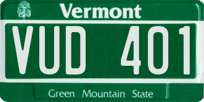 VT license plate VUD401