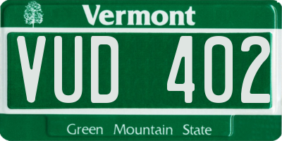 VT license plate VUD402