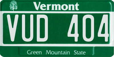 VT license plate VUD404