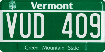 VT license plate VUD409