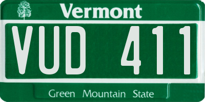 VT license plate VUD411