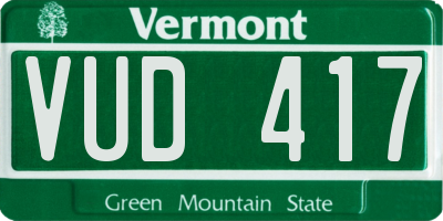 VT license plate VUD417