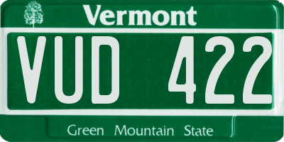 VT license plate VUD422