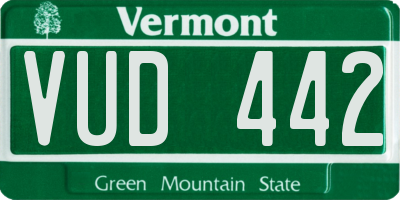 VT license plate VUD442