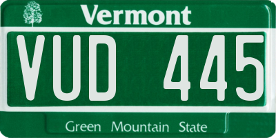 VT license plate VUD445