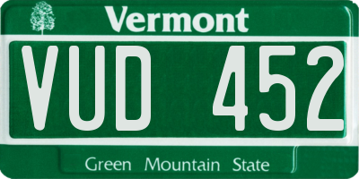 VT license plate VUD452
