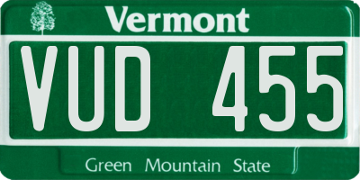 VT license plate VUD455