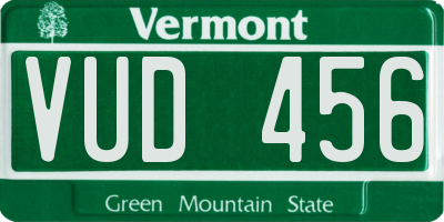 VT license plate VUD456