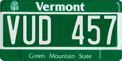 VT license plate VUD457