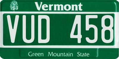 VT license plate VUD458