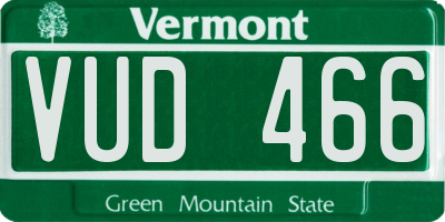 VT license plate VUD466