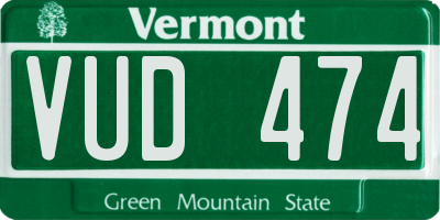 VT license plate VUD474