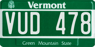 VT license plate VUD478