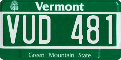 VT license plate VUD481