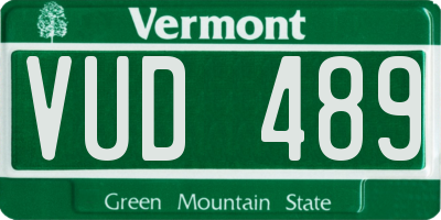 VT license plate VUD489