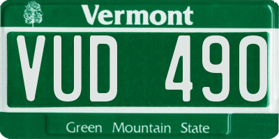 VT license plate VUD490