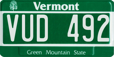 VT license plate VUD492