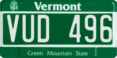 VT license plate VUD496