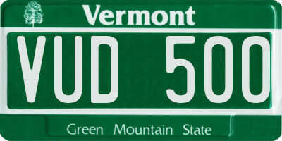 VT license plate VUD500