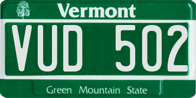 VT license plate VUD502