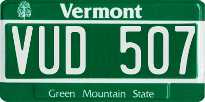 VT license plate VUD507