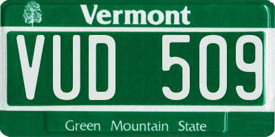 VT license plate VUD509