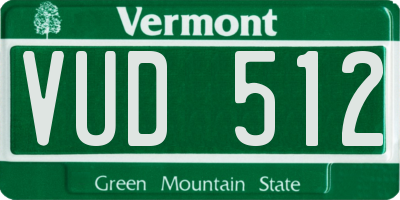 VT license plate VUD512
