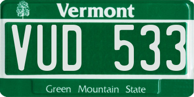 VT license plate VUD533