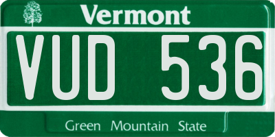 VT license plate VUD536