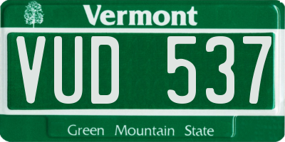 VT license plate VUD537