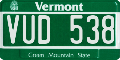 VT license plate VUD538