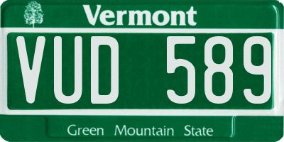 VT license plate VUD589
