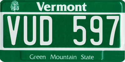 VT license plate VUD597