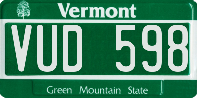 VT license plate VUD598