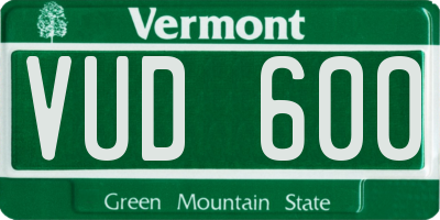 VT license plate VUD600