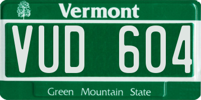 VT license plate VUD604
